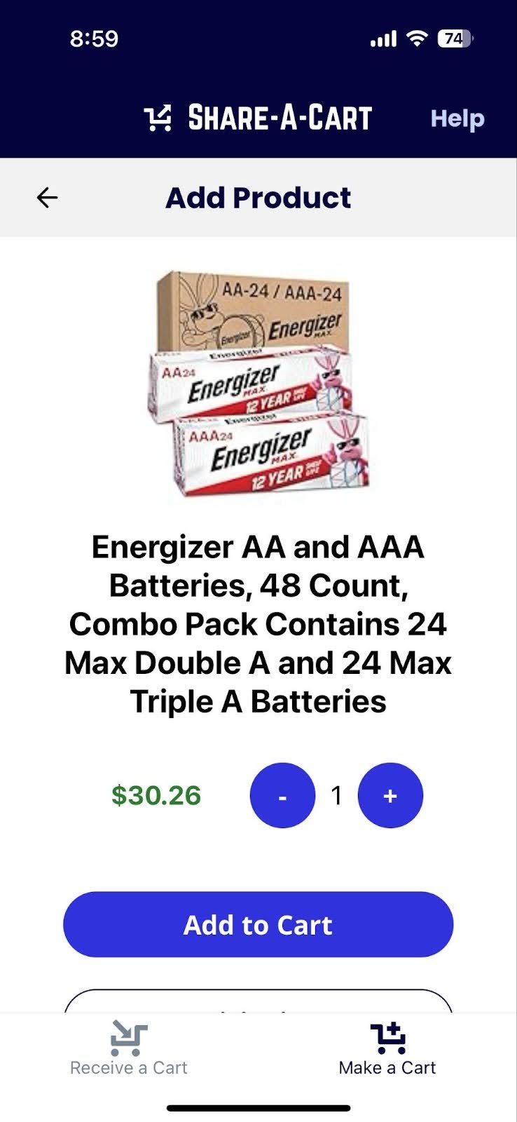 Add products to a cart