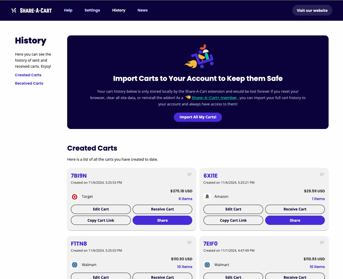 This is how List History looks